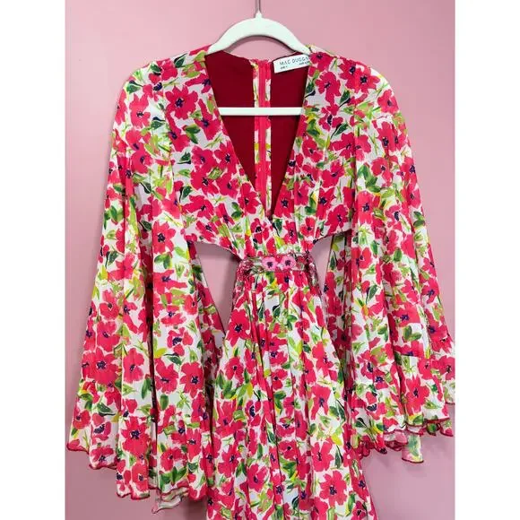 NEW NWT Mac Duggal Floral Printed Short Bell Sleeve Mini Dress STYLE 9158 Size 4